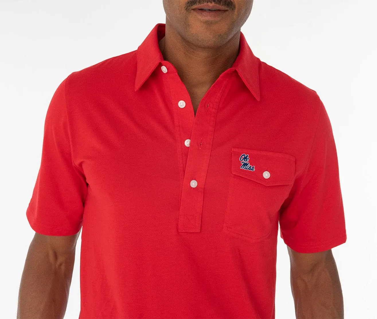 Ole Miss - Coach's Performance Players Shirt - Ole Miss Stack - Red