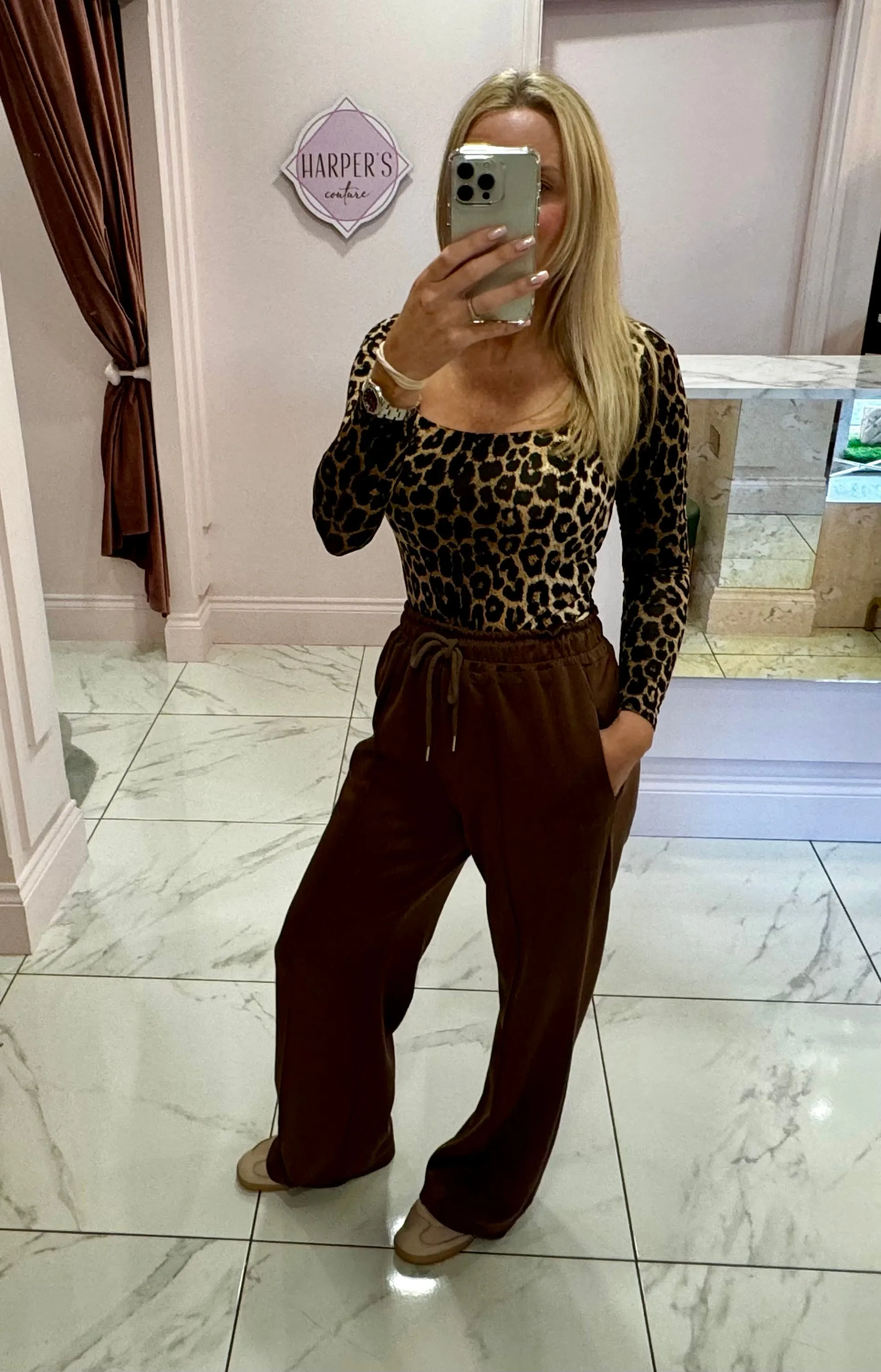 Olivia Leopard Print Long Sleeve Double Layer Top