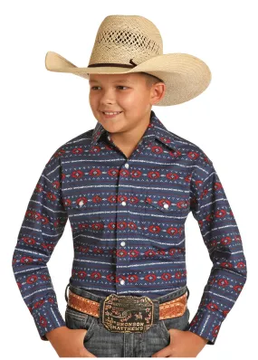 Panhandle Slim® Boy's Aztec Stripe Long Sleeve Snap Front Western Shirt