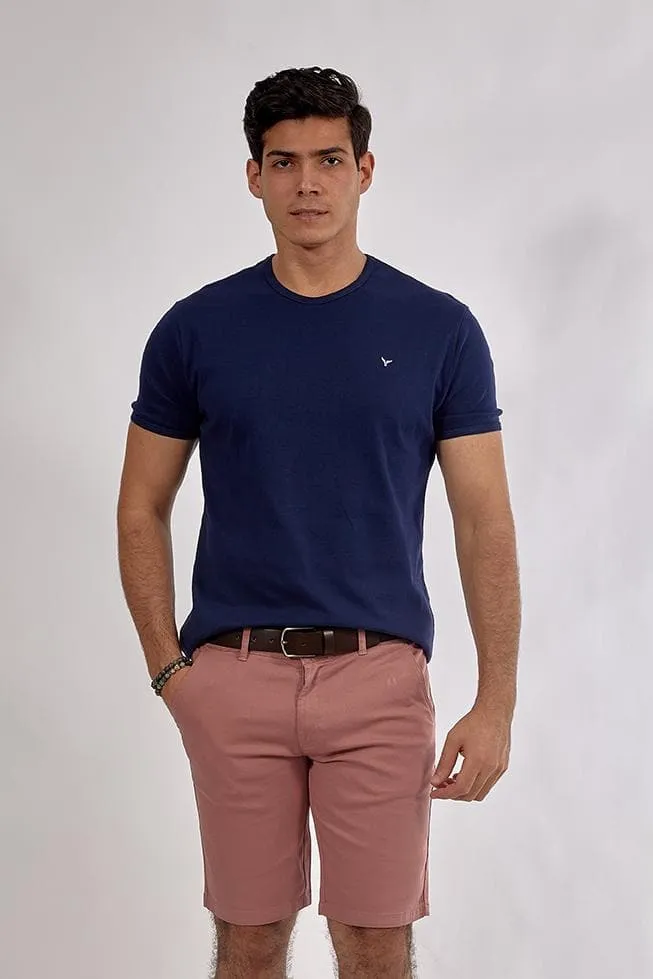 Plain Short-sleeve O-neck Body -Navy