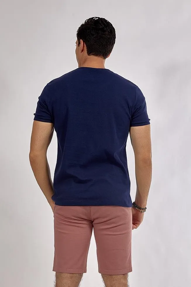 Plain Short-sleeve O-neck Body -Navy