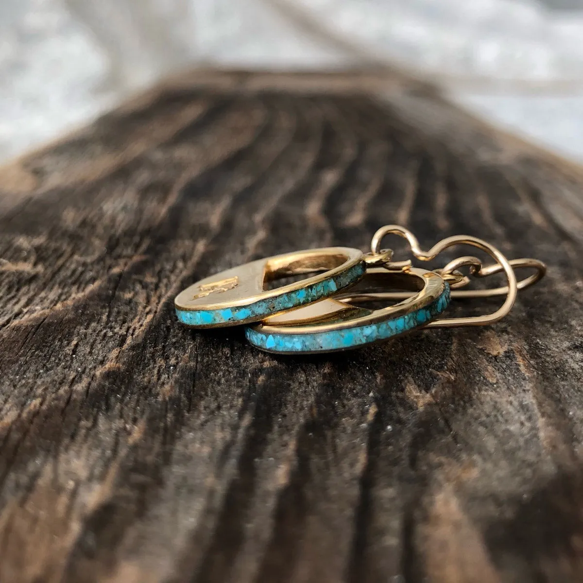 "Belle Starr" Turquoise Minimalist Earrings in Gold