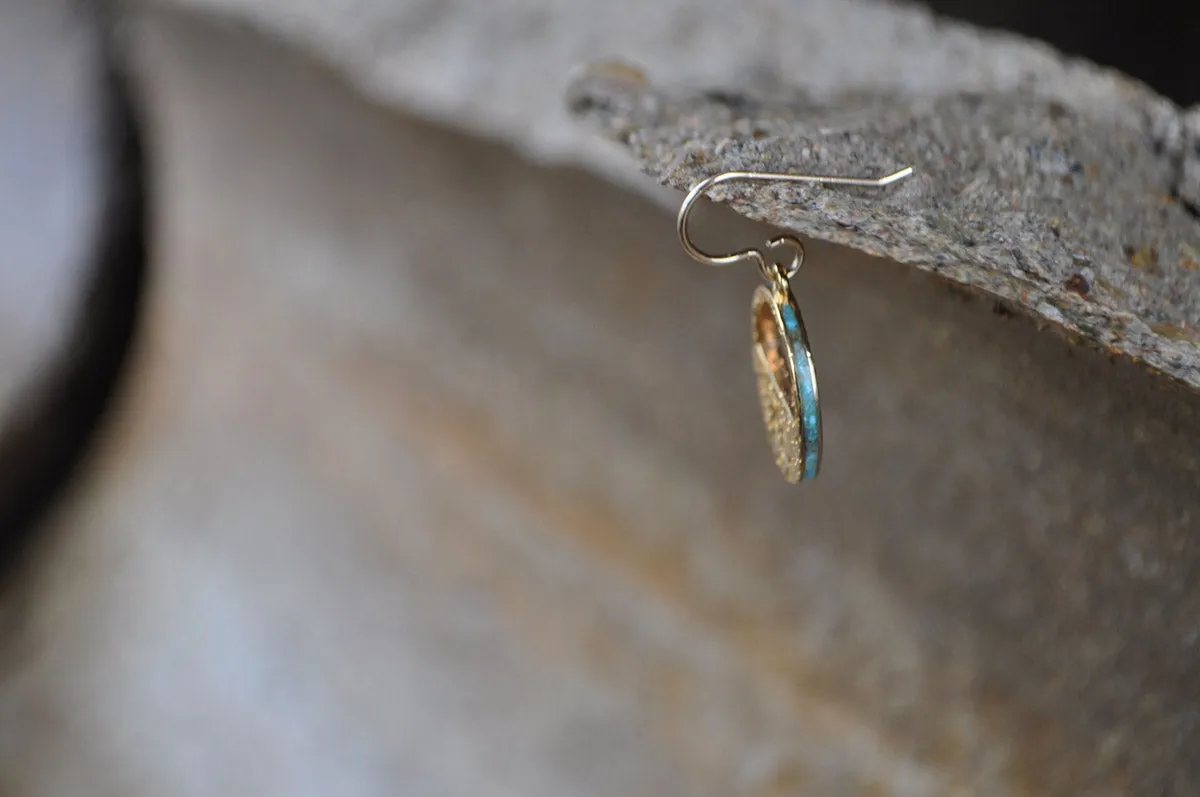 "Belle Starr" Turquoise Minimalist Earrings in Gold