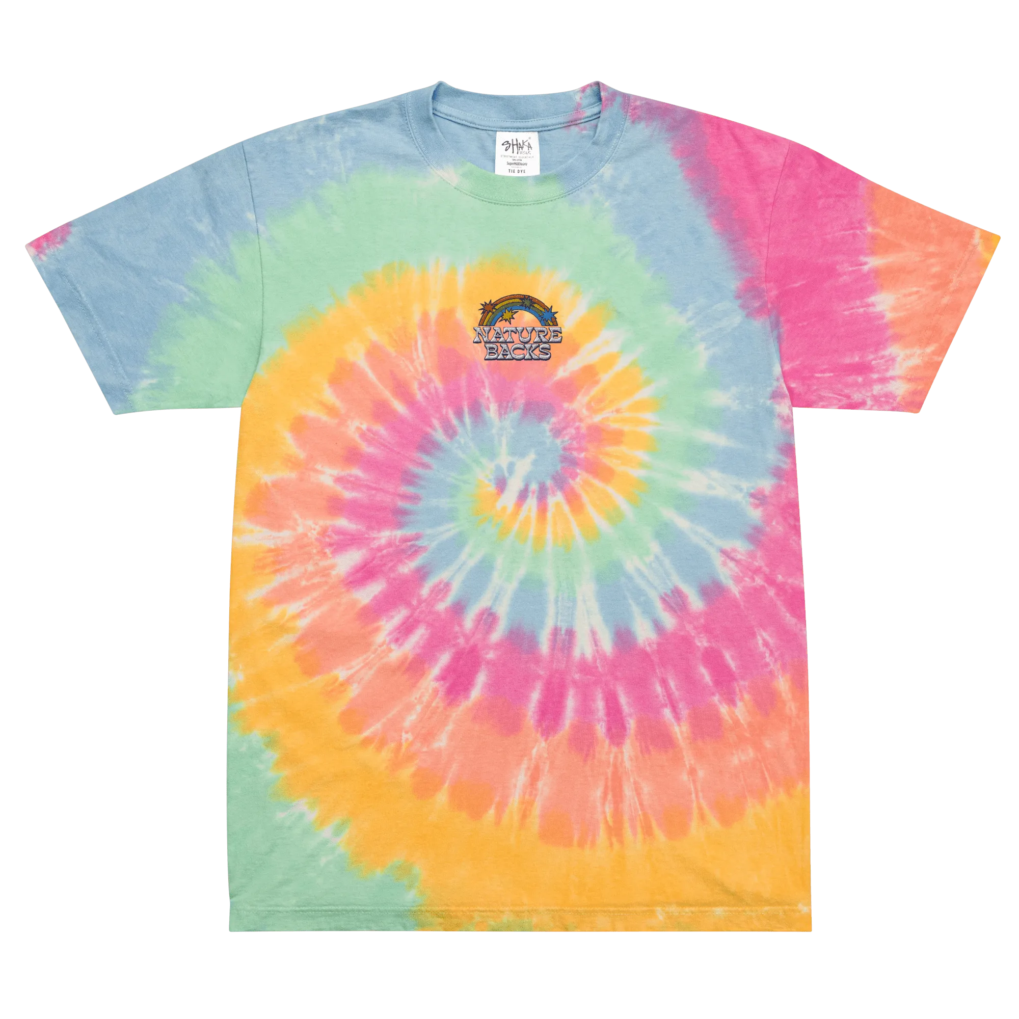 Rainbow Embroidered - Oversized Tie Dye