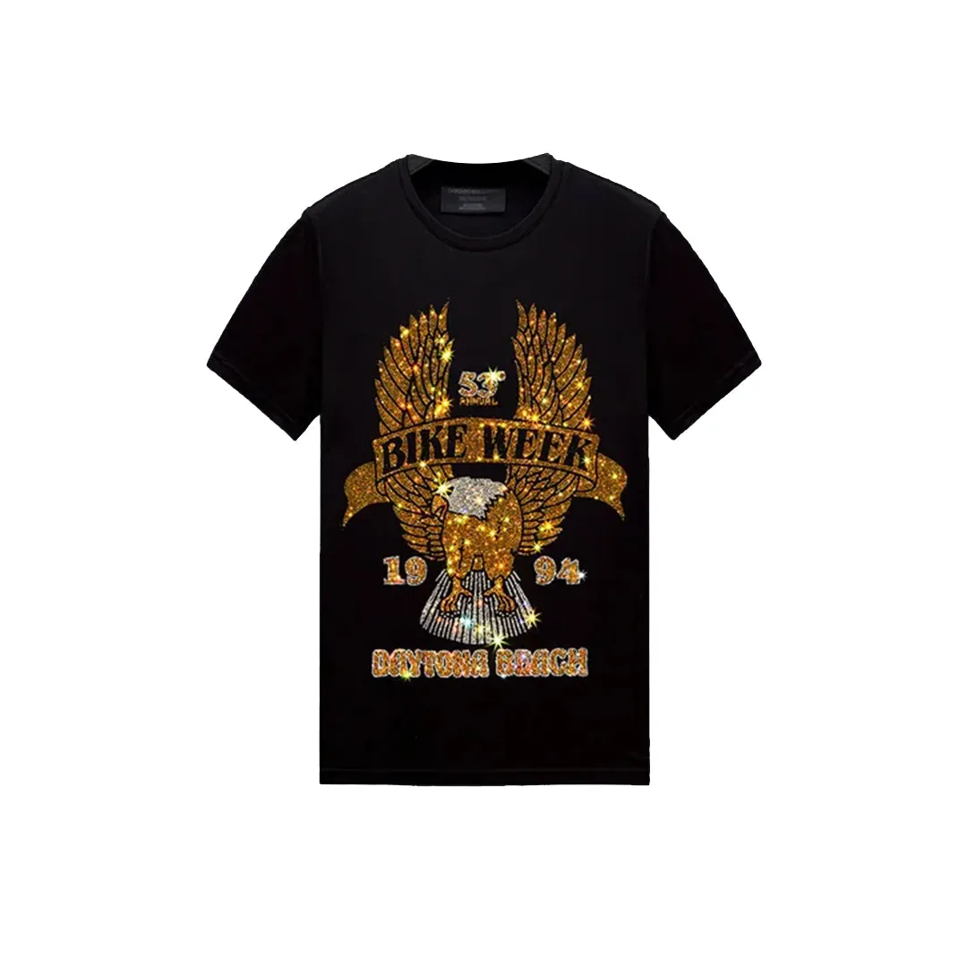 Rhinestone Eagle Wing Biker T-shirt