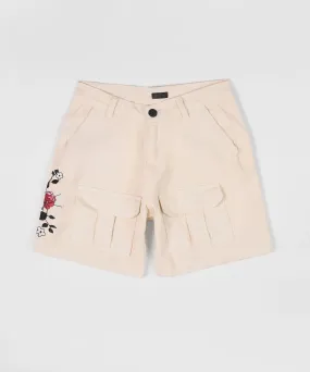 Roses Woven Shorts - Cream