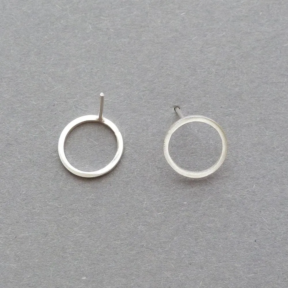 Silver Circle Stud Earrings