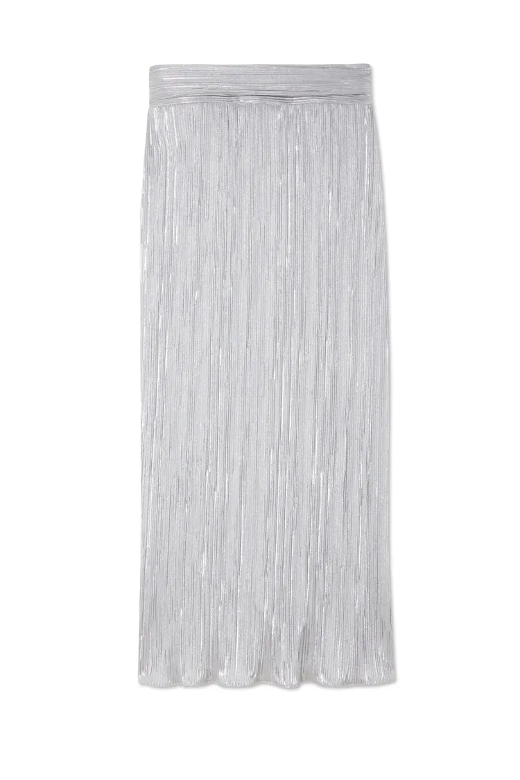 Silver Plisse Jaspre Wrap Skirt