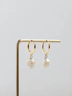 Skull Pearl Hoop Earrings