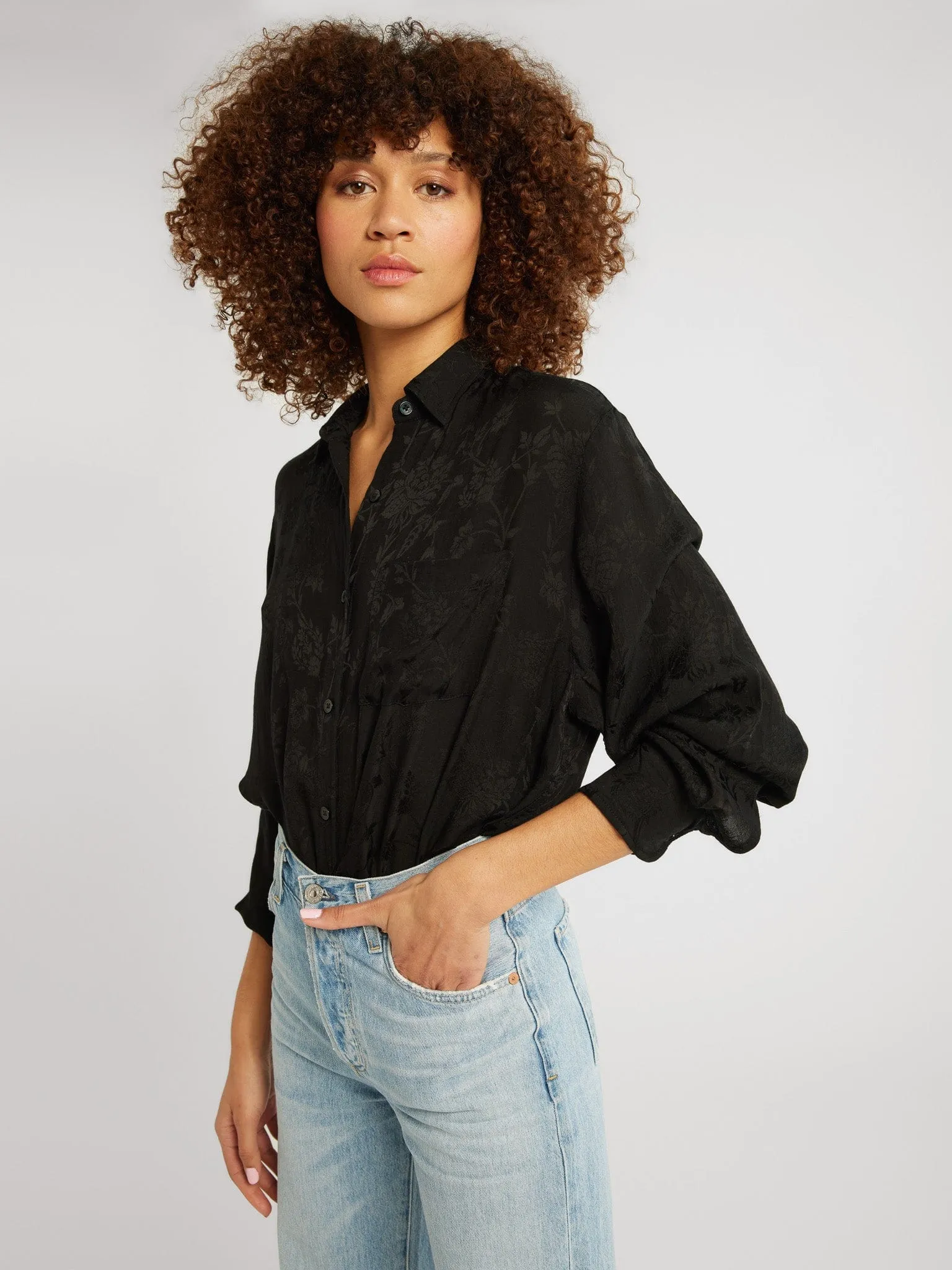 Sofia Top in Black Jacquard