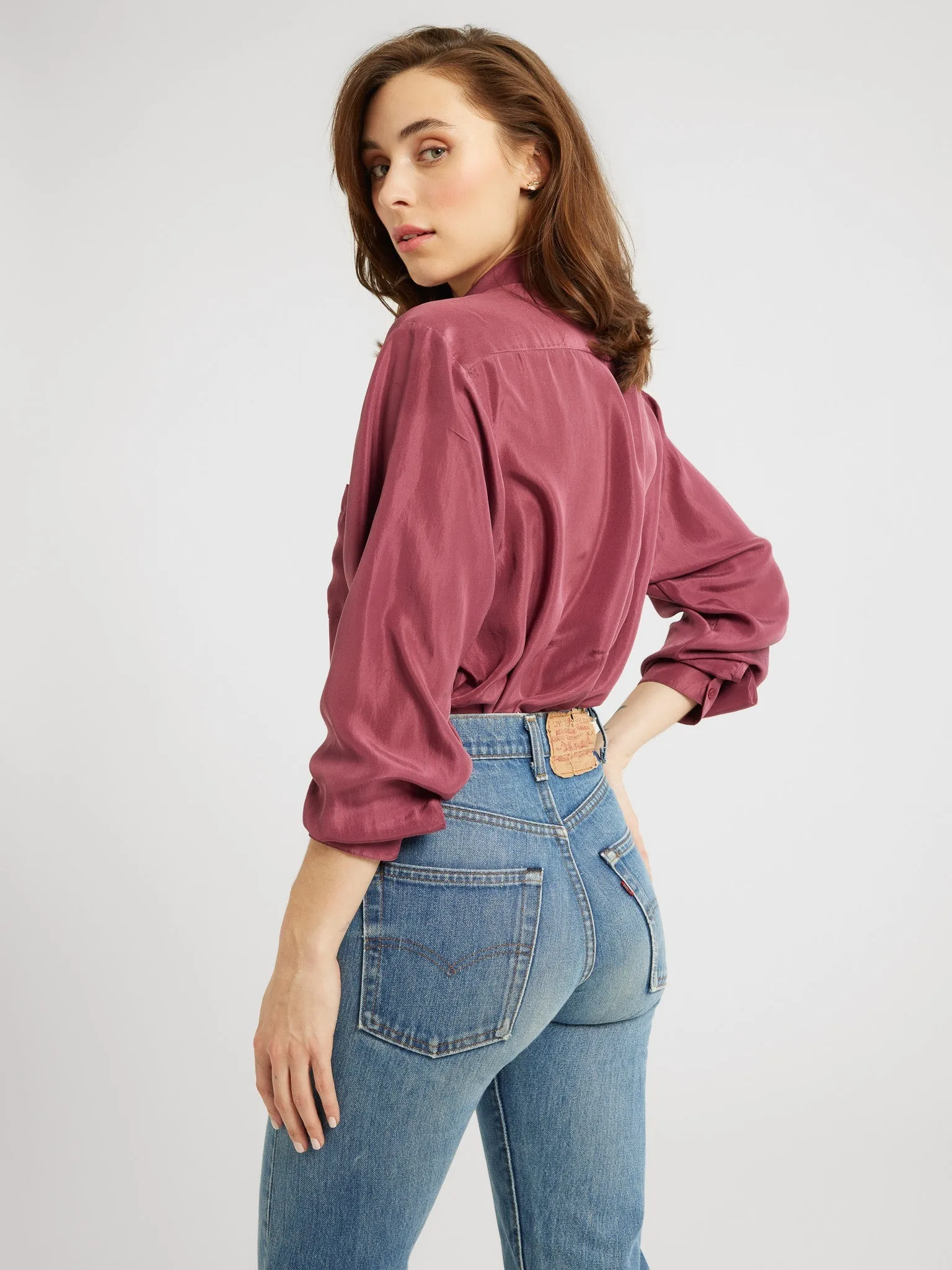 Sofia Top in Plum Washed Silk