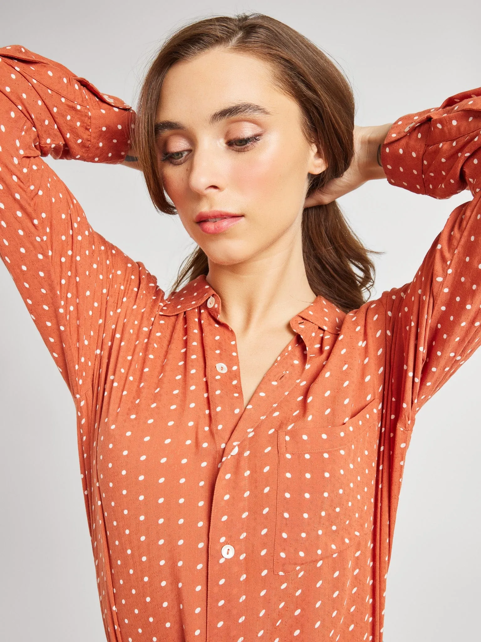 Sofia Top in Terracotta Dot