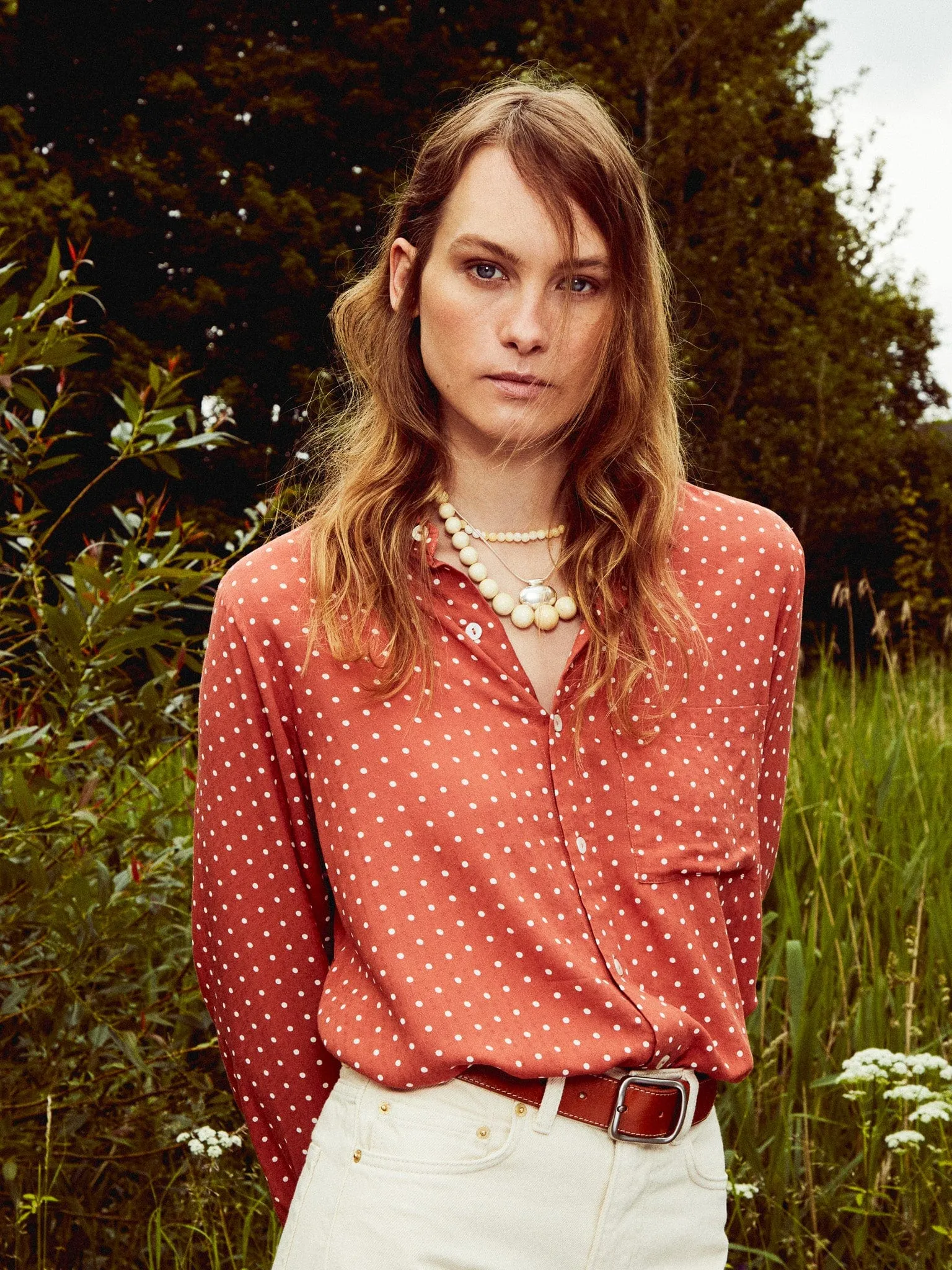 Sofia Top in Terracotta Dot