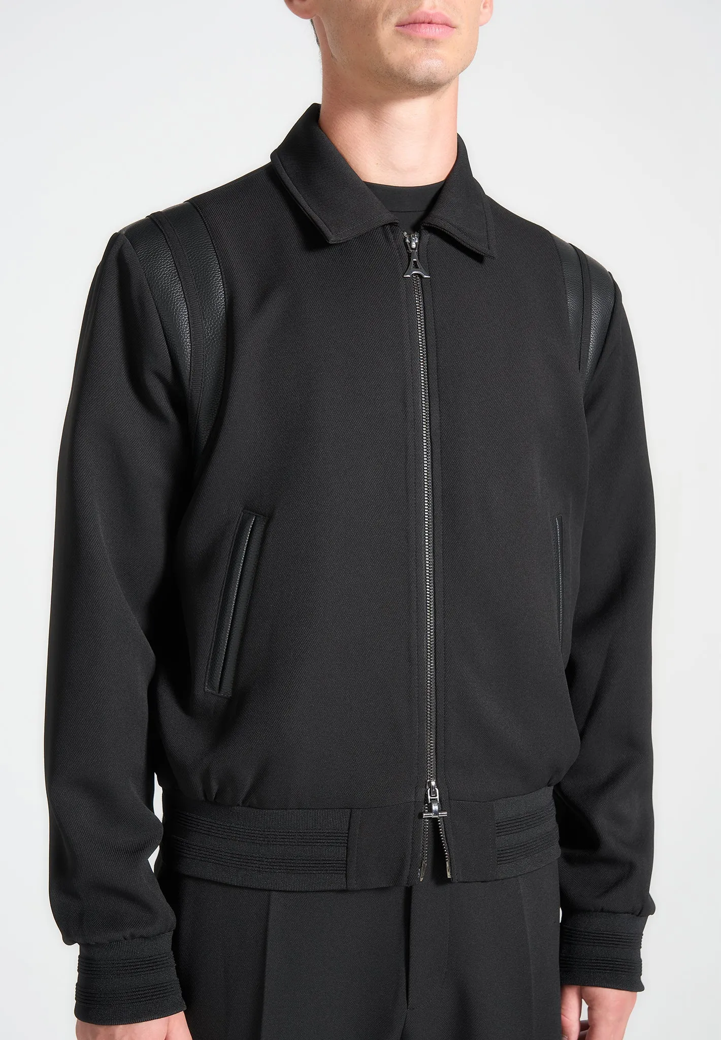 Tailored Varsity Jacket - Black