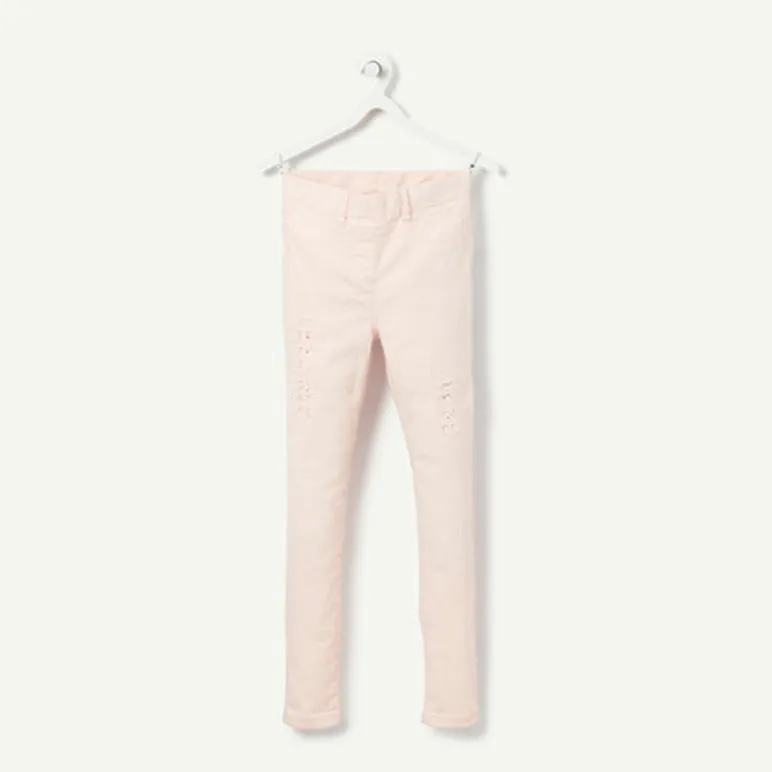 Tape A Loeil- Kids 'Baby Pink' Embroidery Cotton Jegging TO525