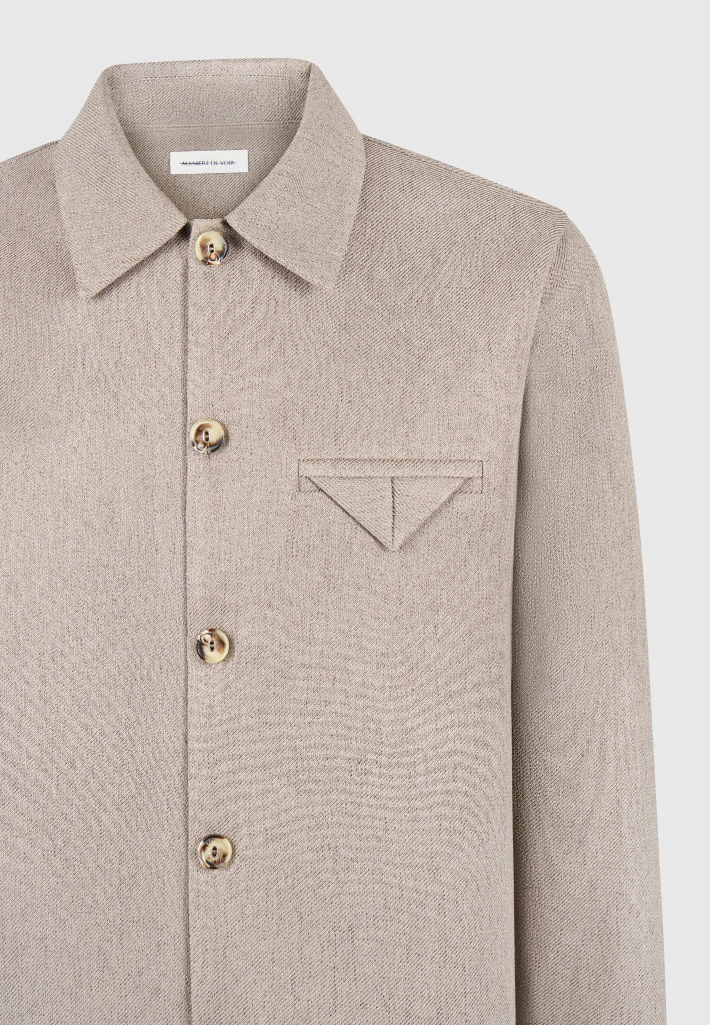 Textured Tailored Long Sleeve Overshirt - Taupe