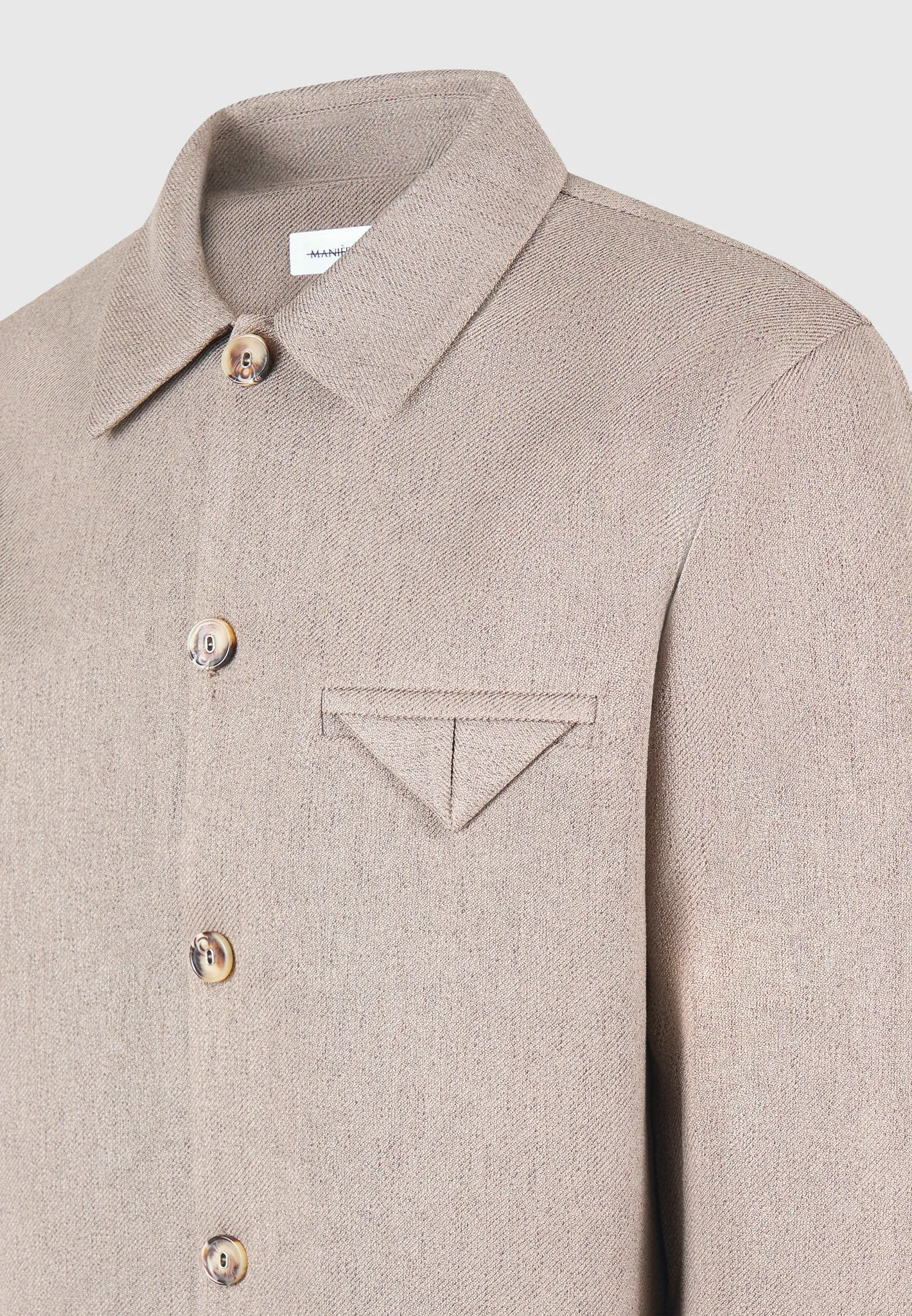 Textured Tailored Long Sleeve Overshirt - Taupe