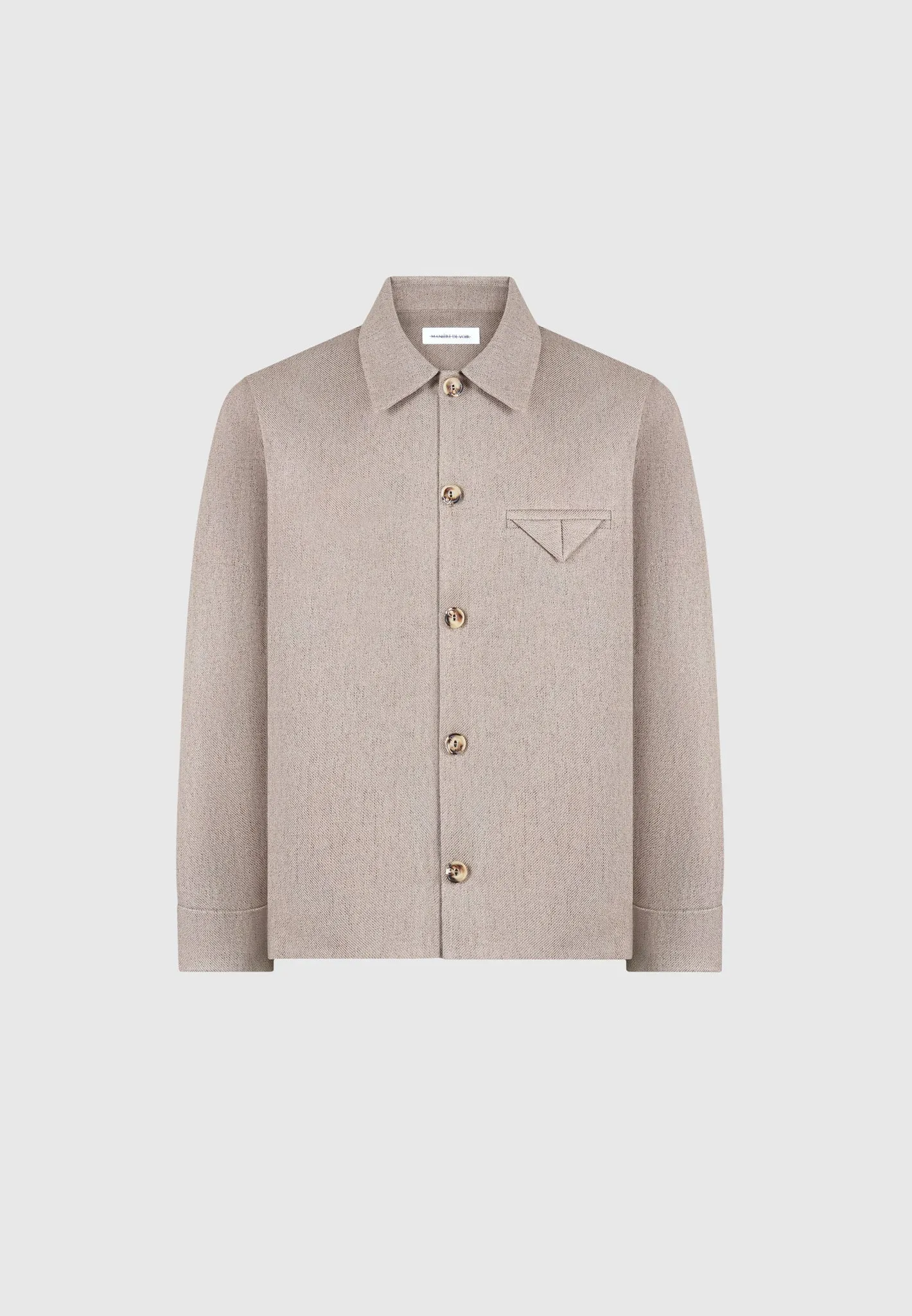 Textured Tailored Long Sleeve Overshirt - Taupe