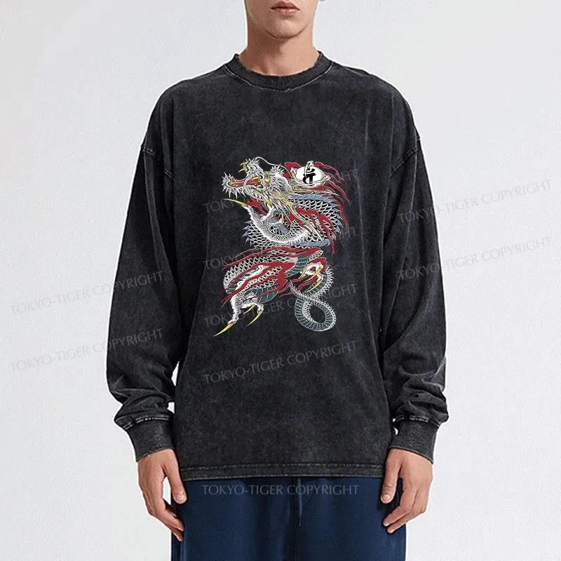 Tokyo-Tiger Dragon of Dojima Washed Long Sleeve T-Shirt