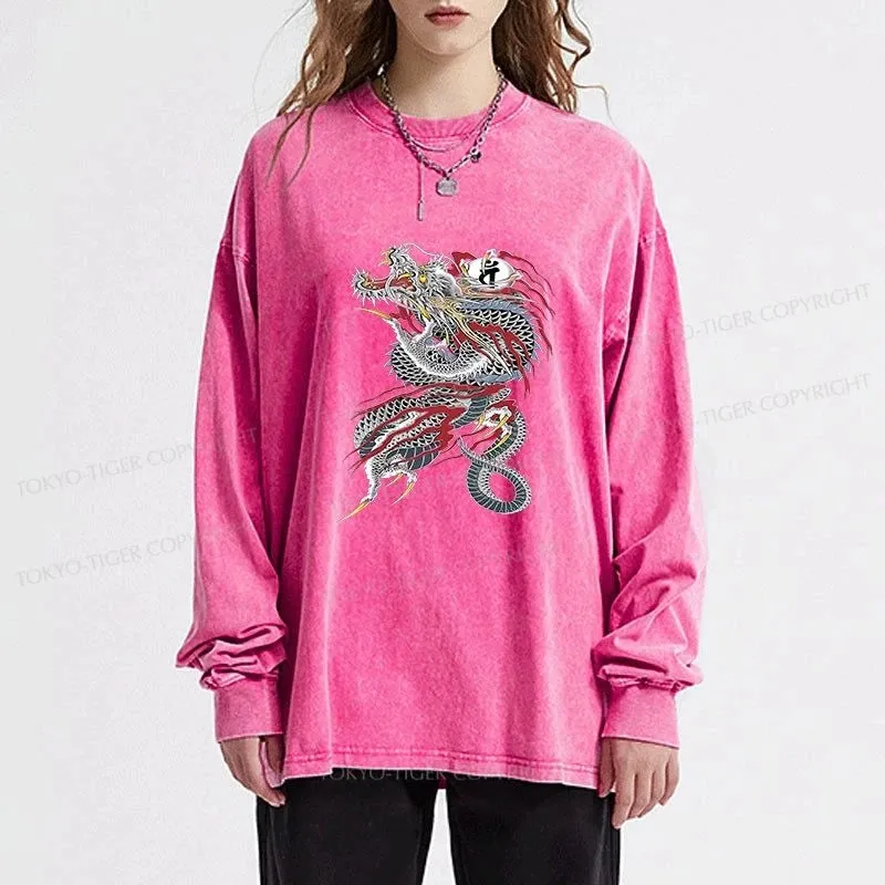 Tokyo-Tiger Dragon of Dojima Washed Long Sleeve T-Shirt