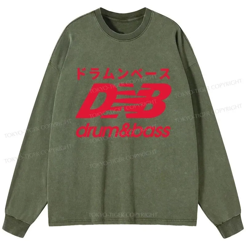 Tokyo-Tiger Drum And Bass Japan Washed Long Sleeve T-Shirt