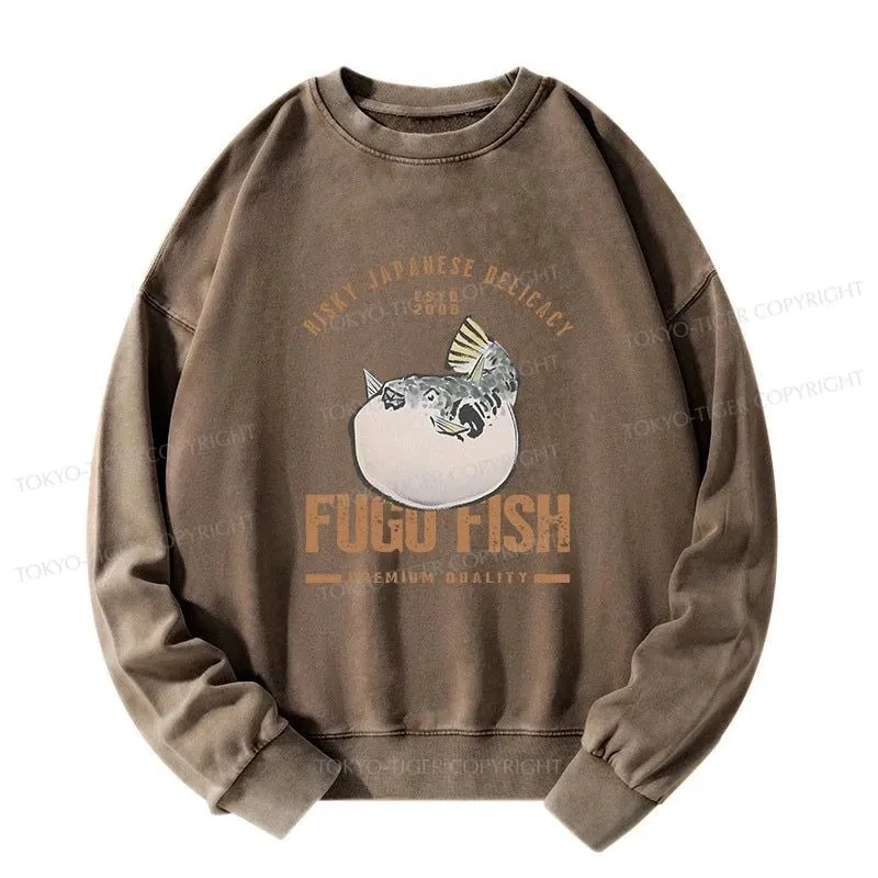 Tokyo-Tiger Fugu Fish Japanese Washed Sweatshirt