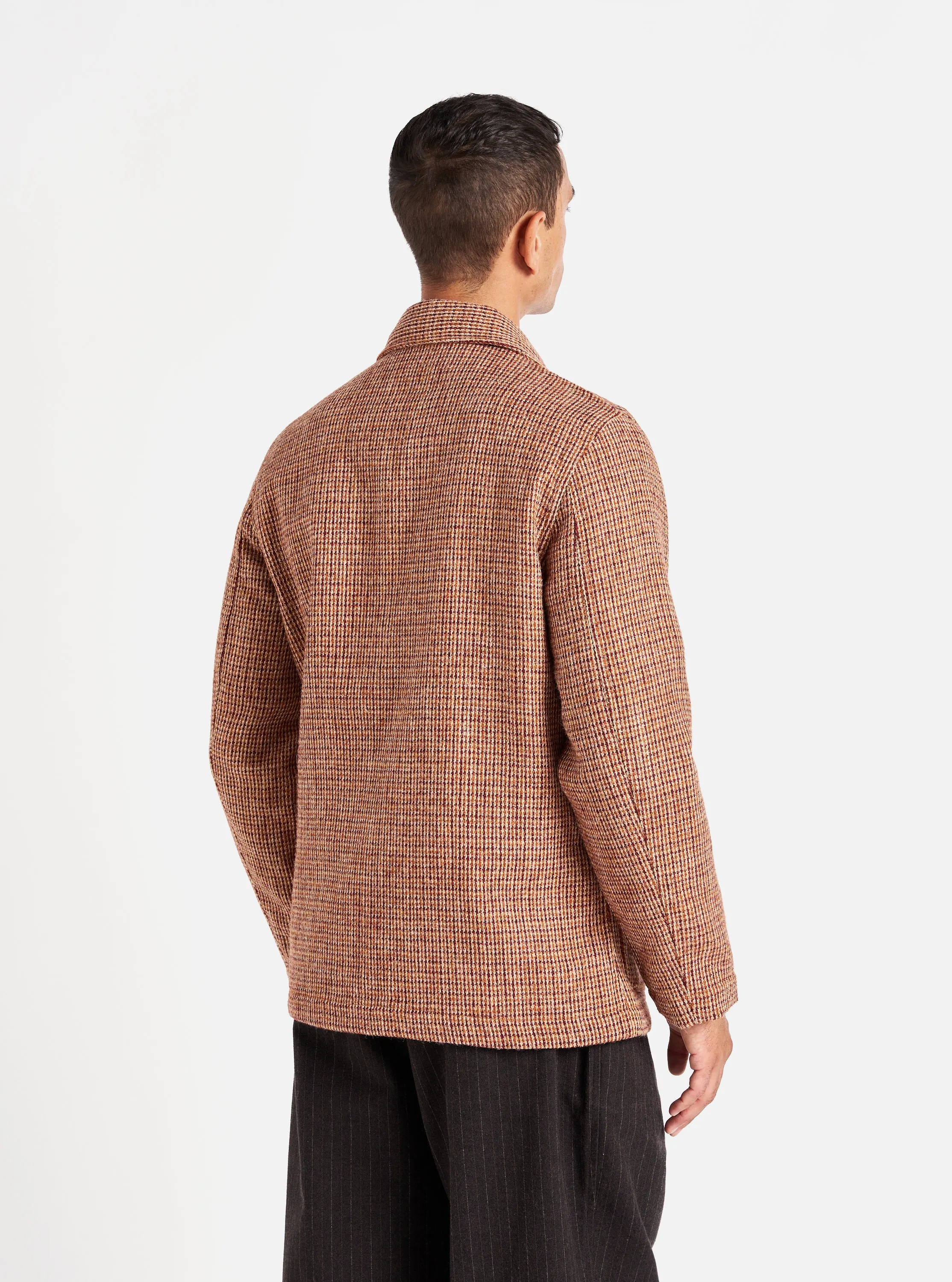 Universal Works Bakers Jacket in Rust Harris Tweed Plaid