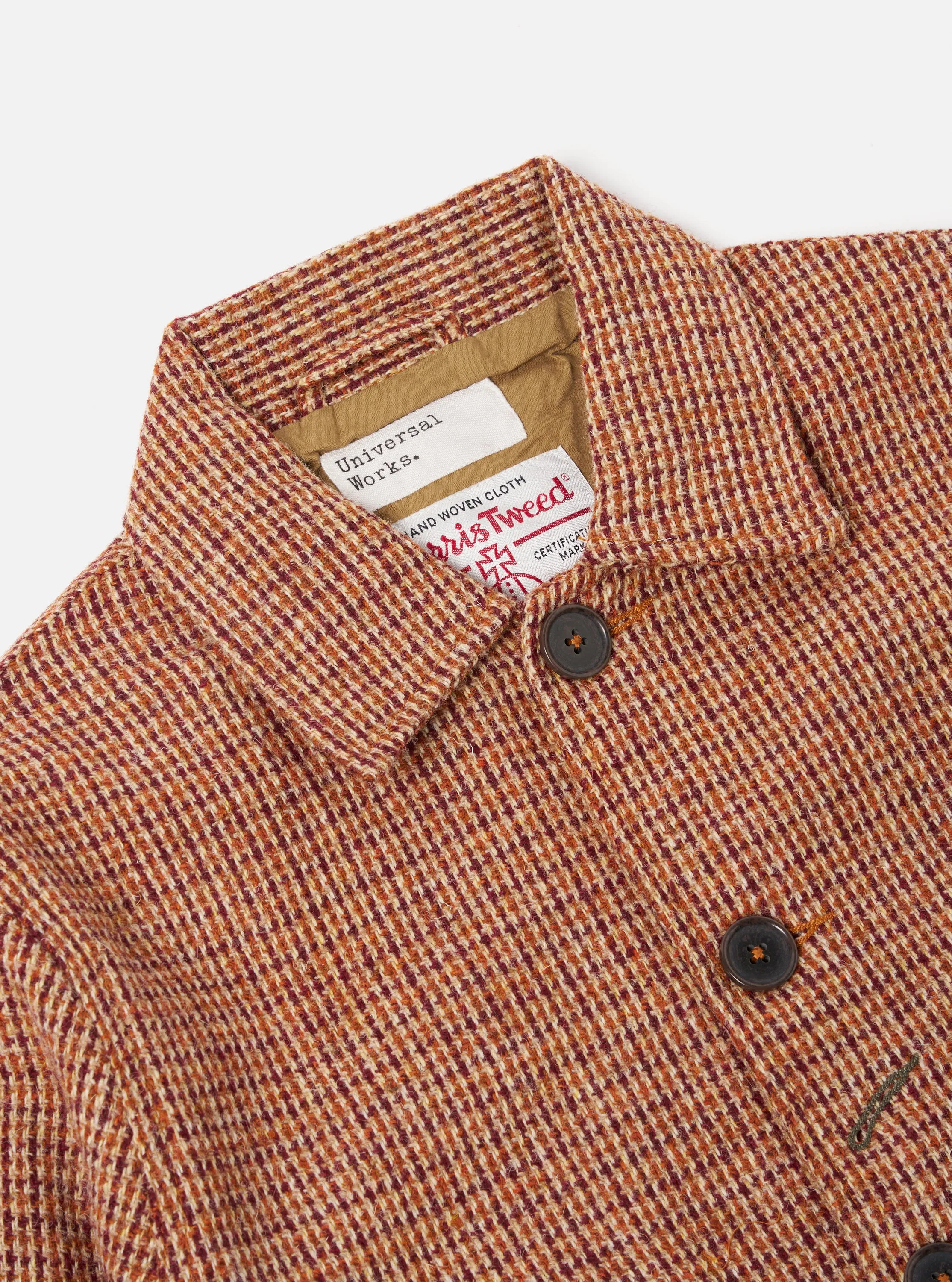 Universal Works Bakers Jacket in Rust Harris Tweed Plaid