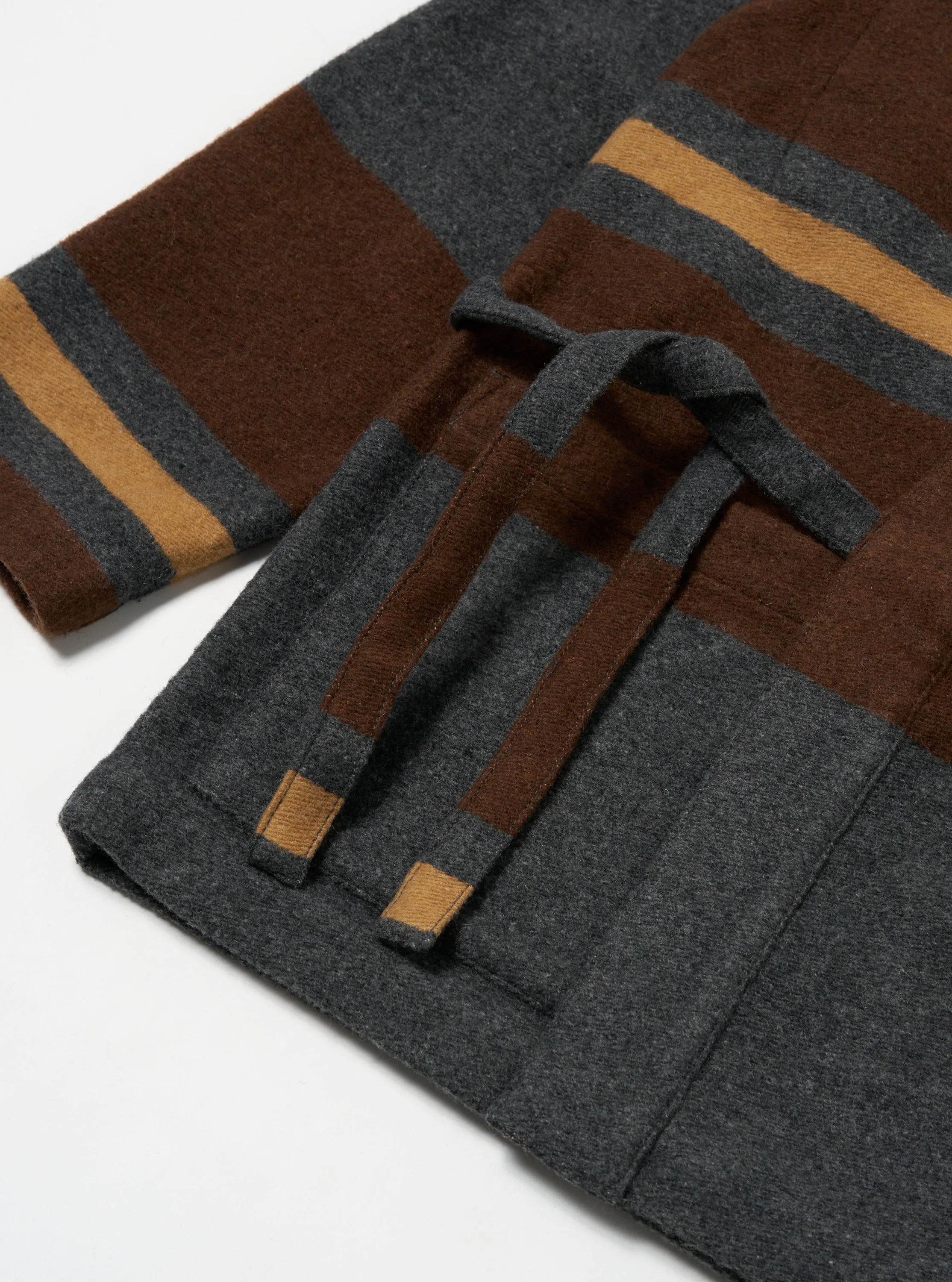 Universal Works Kyoto Work Jacket in Charcoal Stripe Blanket Wool Mix