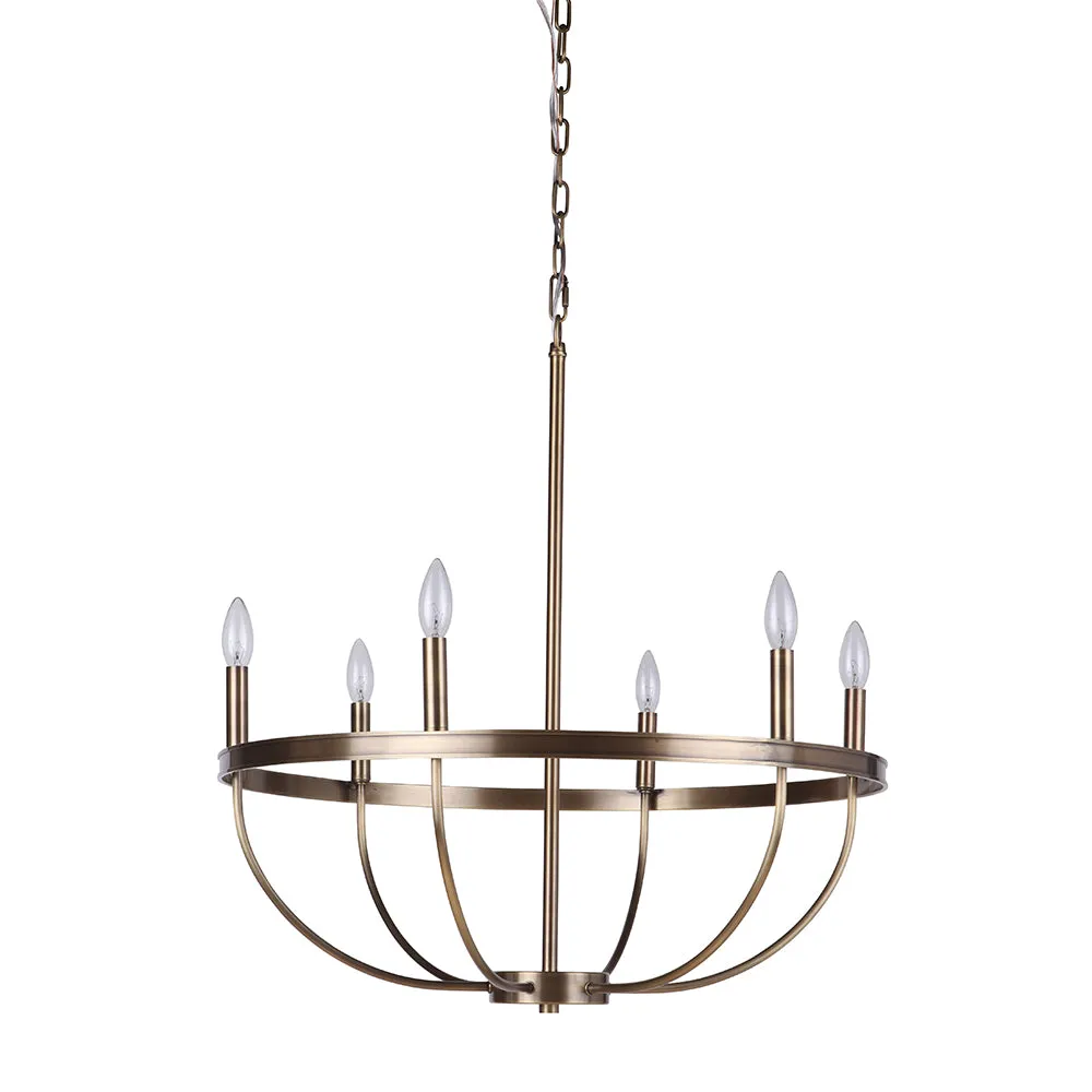 Upland 6 Light Chandelier - Brass