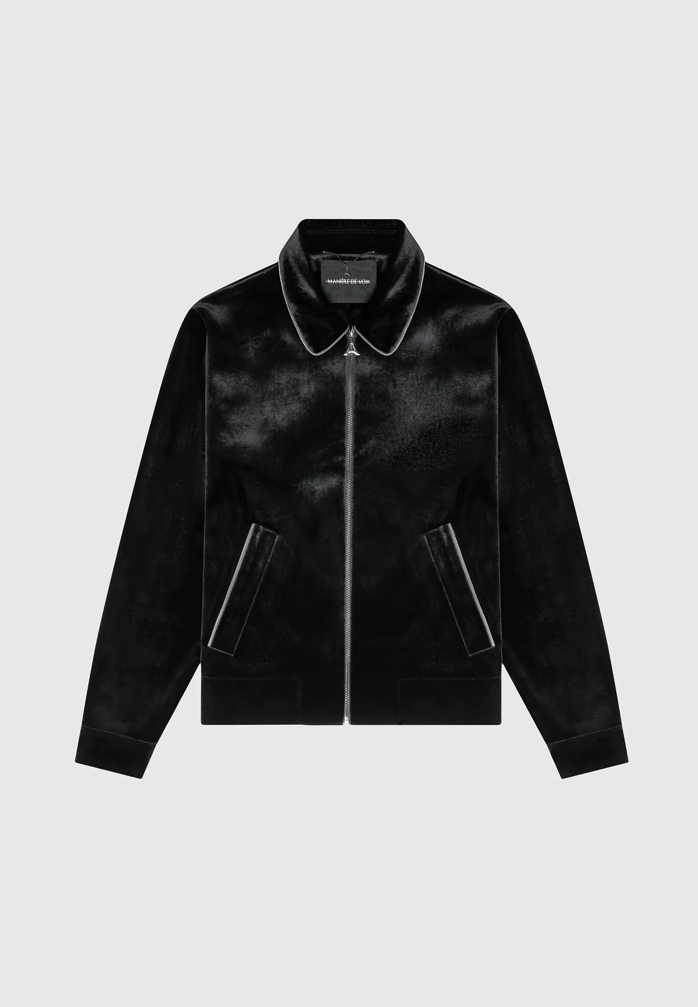 Velvet Jacket with Contrast Piping - Black