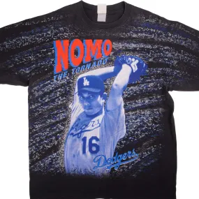 VINTAGE ALL OVER PRINT MLB LOS ANGELES DODGERS NOMO 1995 TEE SHIRT 2XL MADE USA