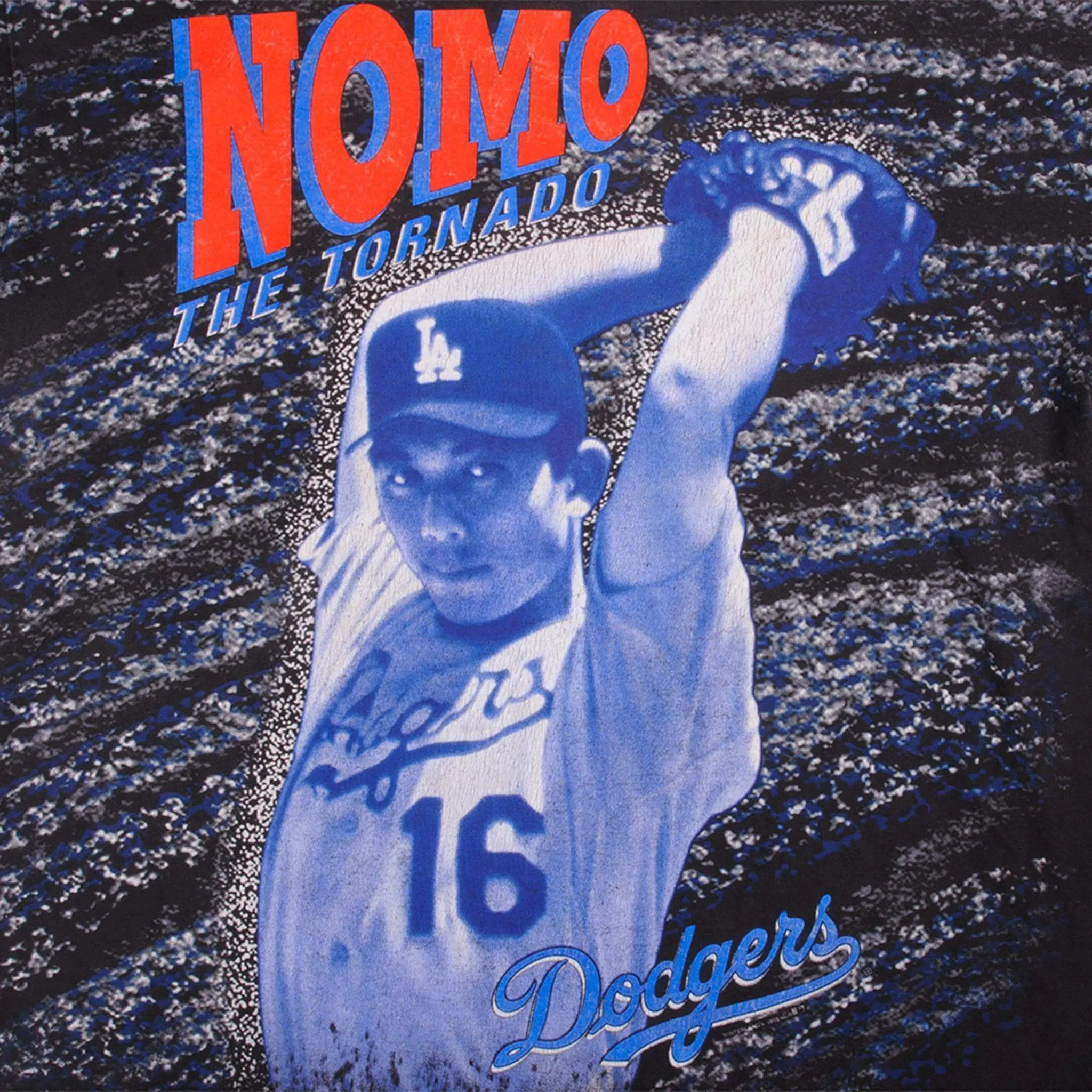 VINTAGE ALL OVER PRINT MLB LOS ANGELES DODGERS NOMO 1995 TEE SHIRT 2XL MADE USA