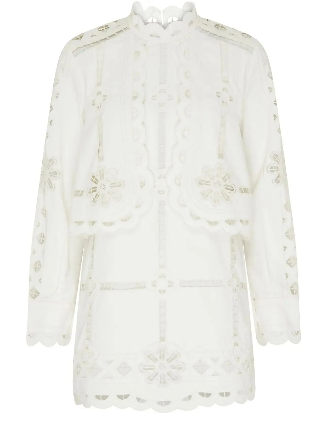 Women’s Broderie Anglaise Eyelet Long-Sleeve Mini Dress